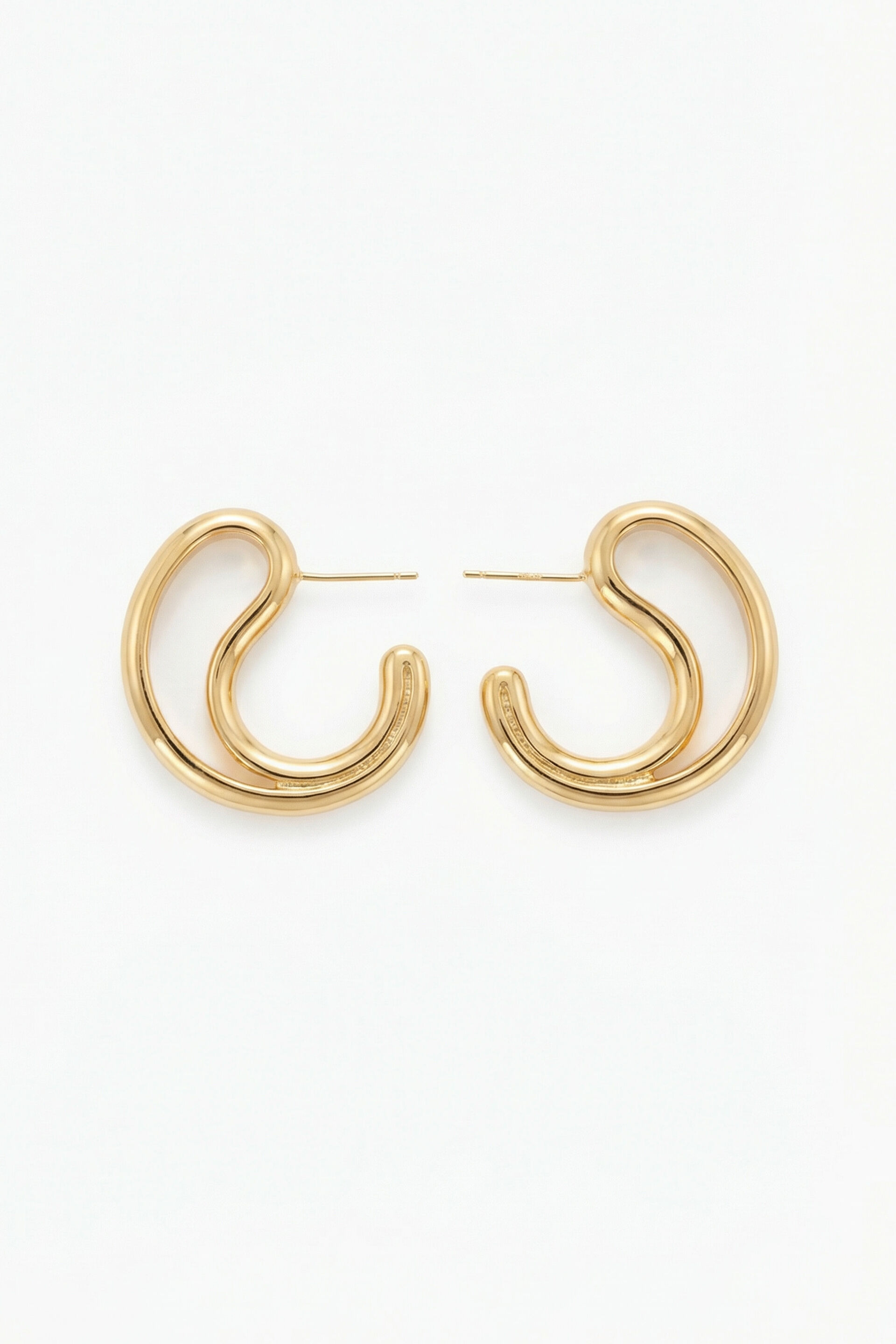 Solid Golden Hoop Earrings, , image 1